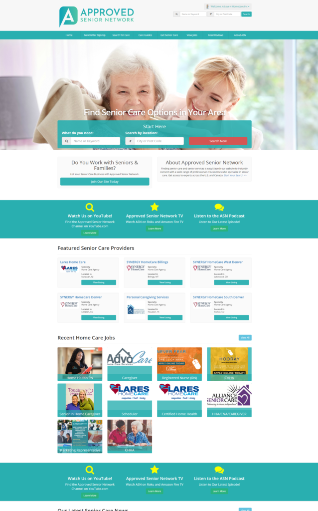 SEnior Care Website Sample